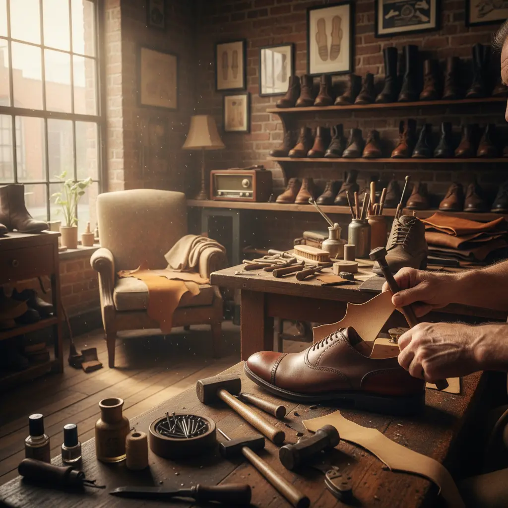 Cobbler bei der Schuhreparatur