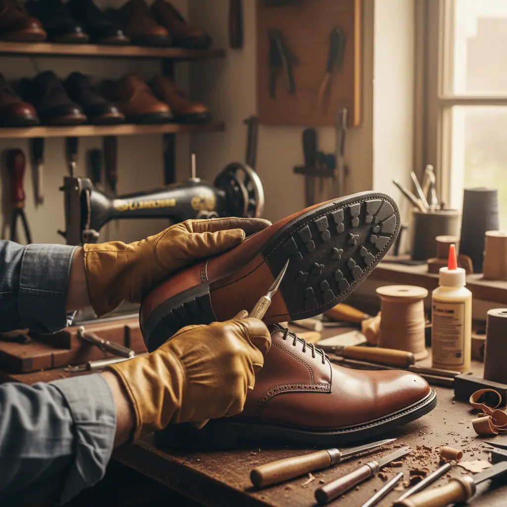 Sohlenersatz an Lederschuh